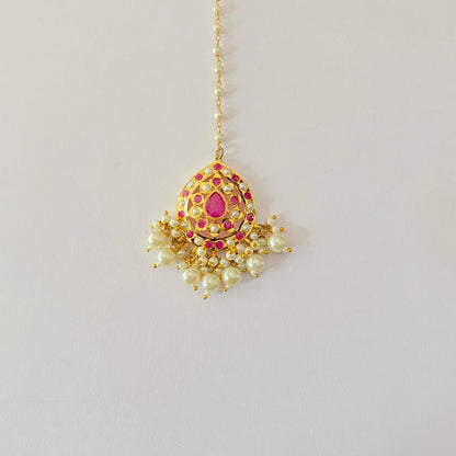 Jadau Mangtika with Ruby Stone and Pearl