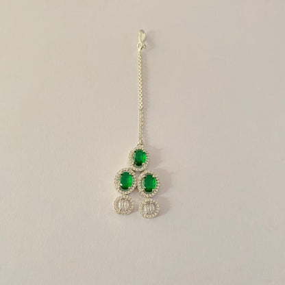 Silver plated  Emerald with diamond Mangtika