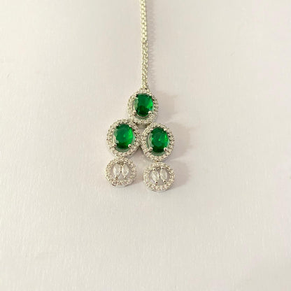 Silver plated  Emerald with diamond Mangtika