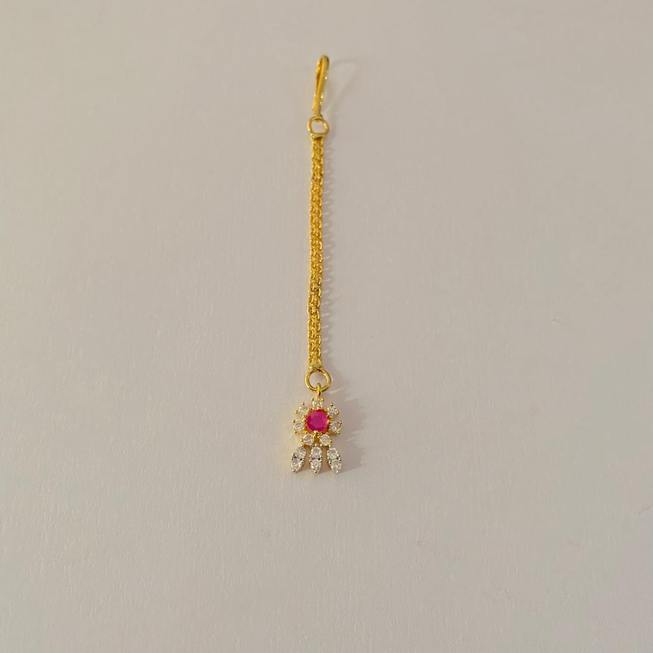 gold plated ruby with diamond Mangtika