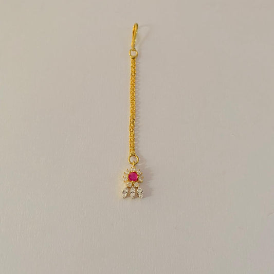 gold plated ruby with diamond Mangtika