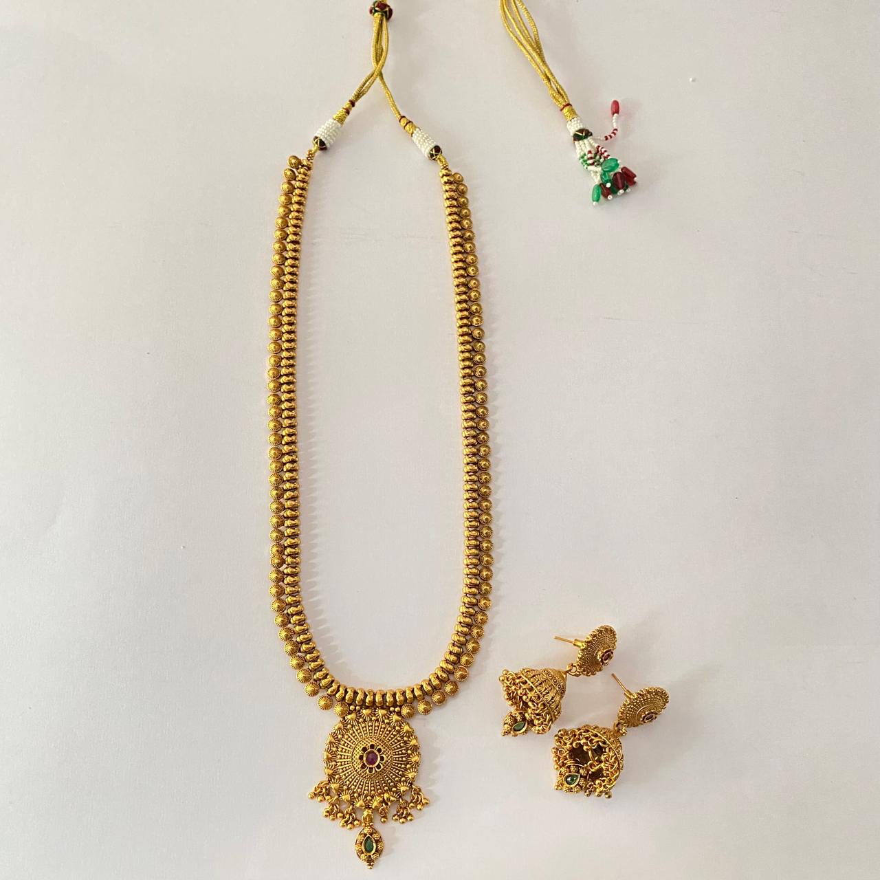 Gold Plated Long Necklace Set
