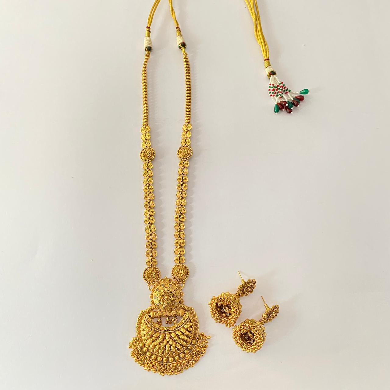 Long Gold Plated Necklace With Jhumka