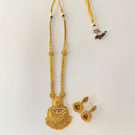 Long Gold Plated Necklace With Jhumka