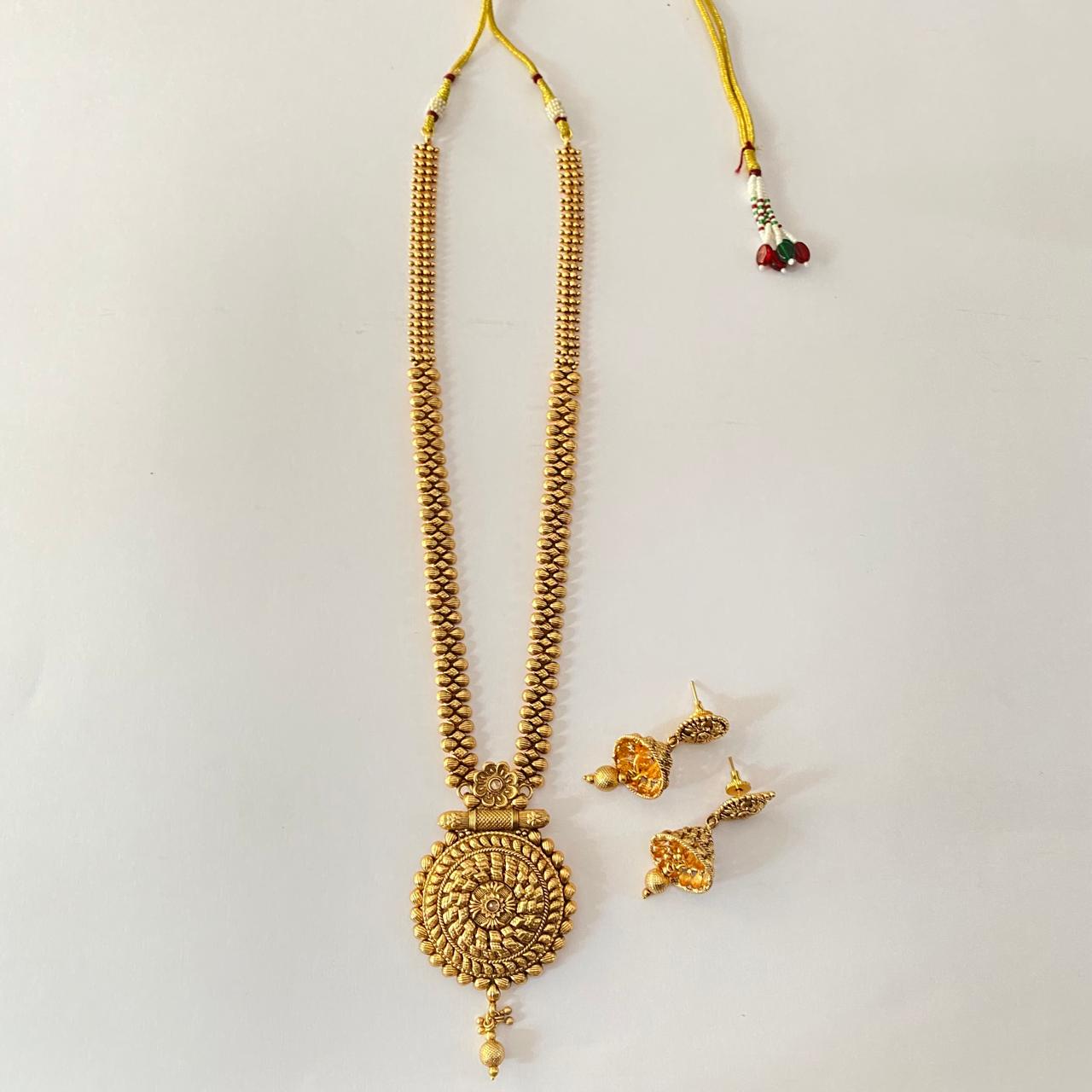 Antique Gold Plated Long Necklace Set
