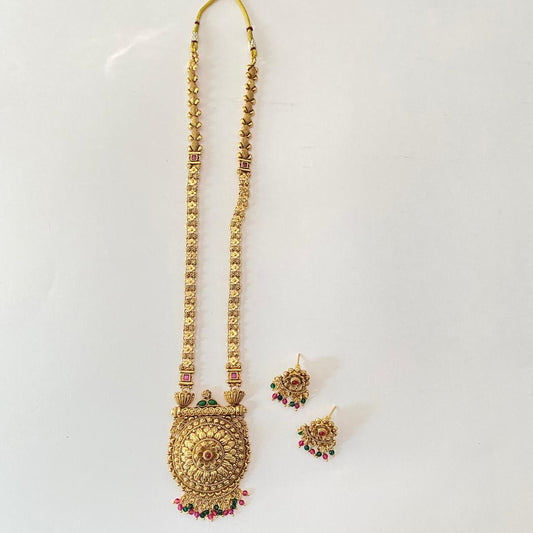 Antique Gold Plated Long Necklace Set