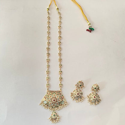 Multi Jadau Long Necklace Set