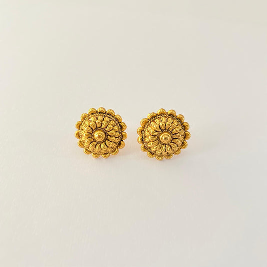 Antique Gold Floral Stud