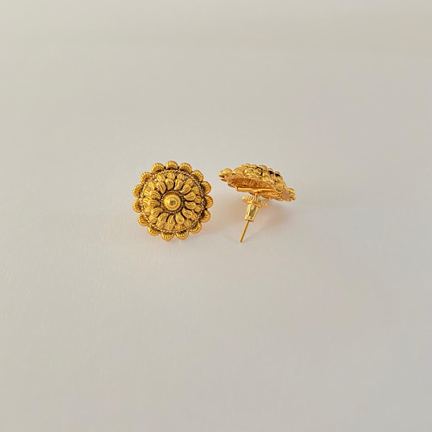 Antique Gold Floral Stud