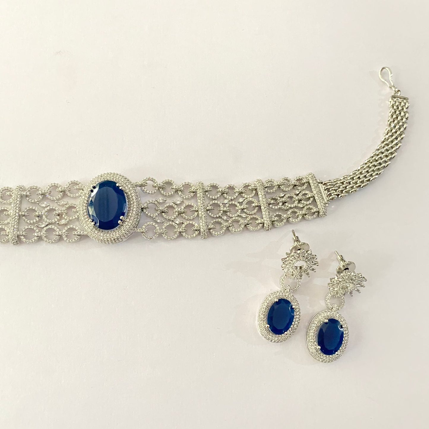 Emerald Big Stone Necklace Set in Silver Plated (Copy)