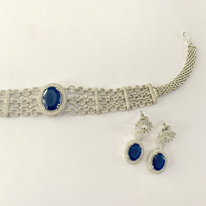 Emerald Big Stone Necklace Set in Silver Plated (Copy)