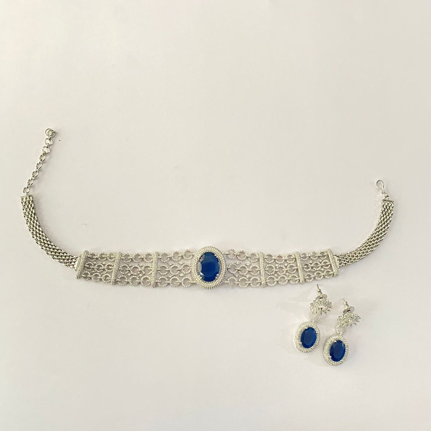 Emerald Big Stone Necklace Set in Silver Plated (Copy)