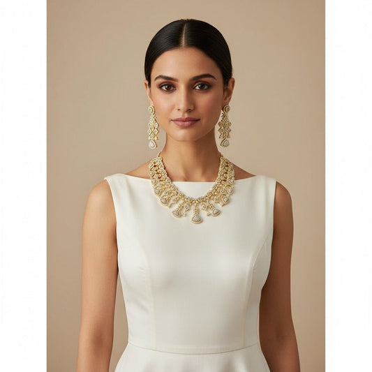 Gold Plated Diamond Necklace Set