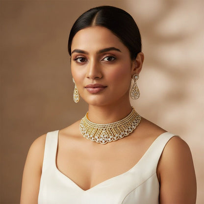 Diamond gold plated Engage Classic Wedding Necklace set