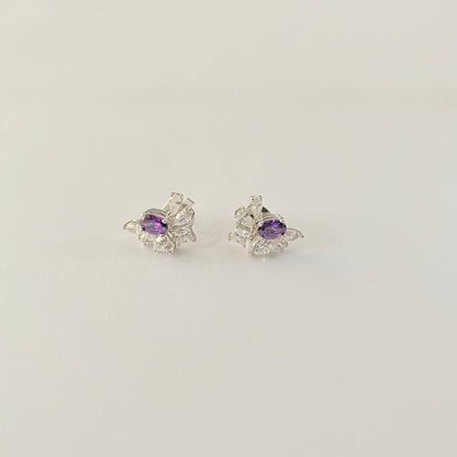 Amethyst Silver Plated latest Design Pure Silver 92.5 Women Stud