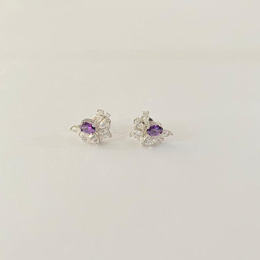 Amethyst Silver Plated latest Design Pure Silver 92.5 Women Stud