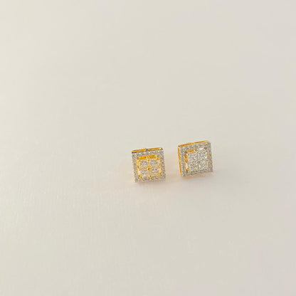 Gold Plated Square Design 2 Pure Silver 92.5 Earring
