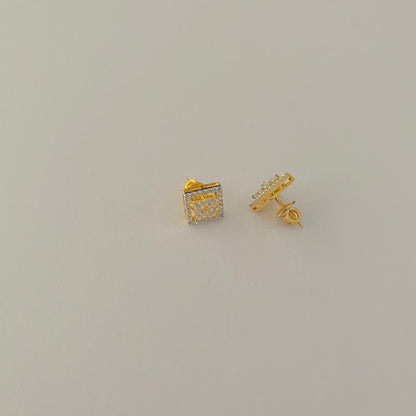Gold Plated Square Design 2 Pure Silver 92.5 Earring