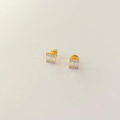Gold Plated Square Design Pure Silver 92.5 Earring