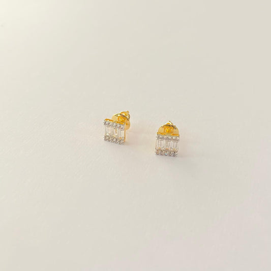 Gold Plated Square Design Pure Silver 92.5 Earring