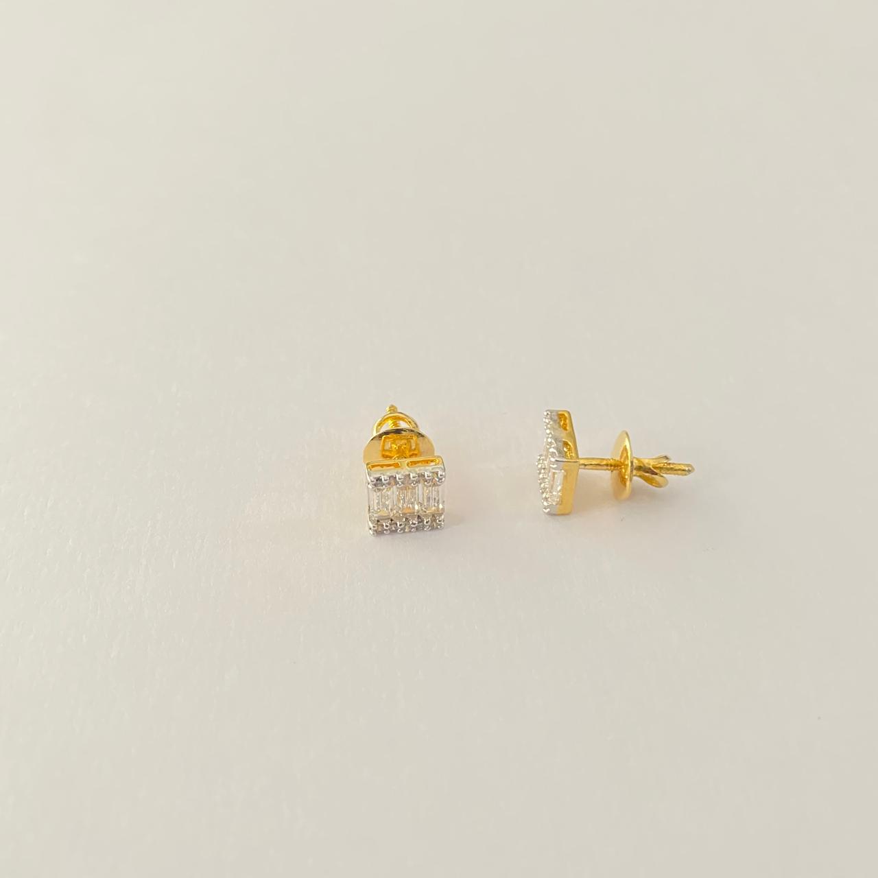 Gold Plated Square Design Pure Silver 92.5 Earring
