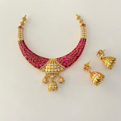 Polki  Pink Kundan  Drop Necklace Necklace set