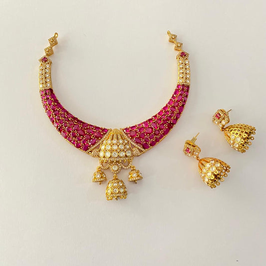 Polki  Pink Kundan  Drop Necklace Necklace set