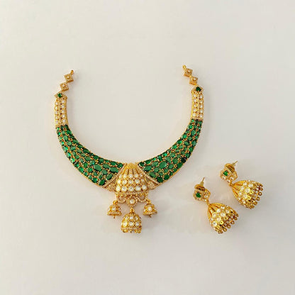 Polki  Emerald Kundan  Drop Necklace Necklace set