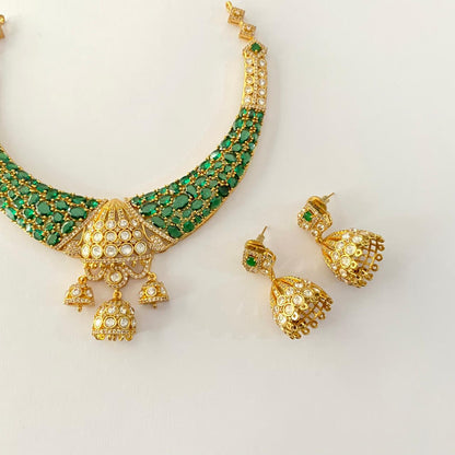 Polki  Emerald Kundan  Drop Necklace Necklace set
