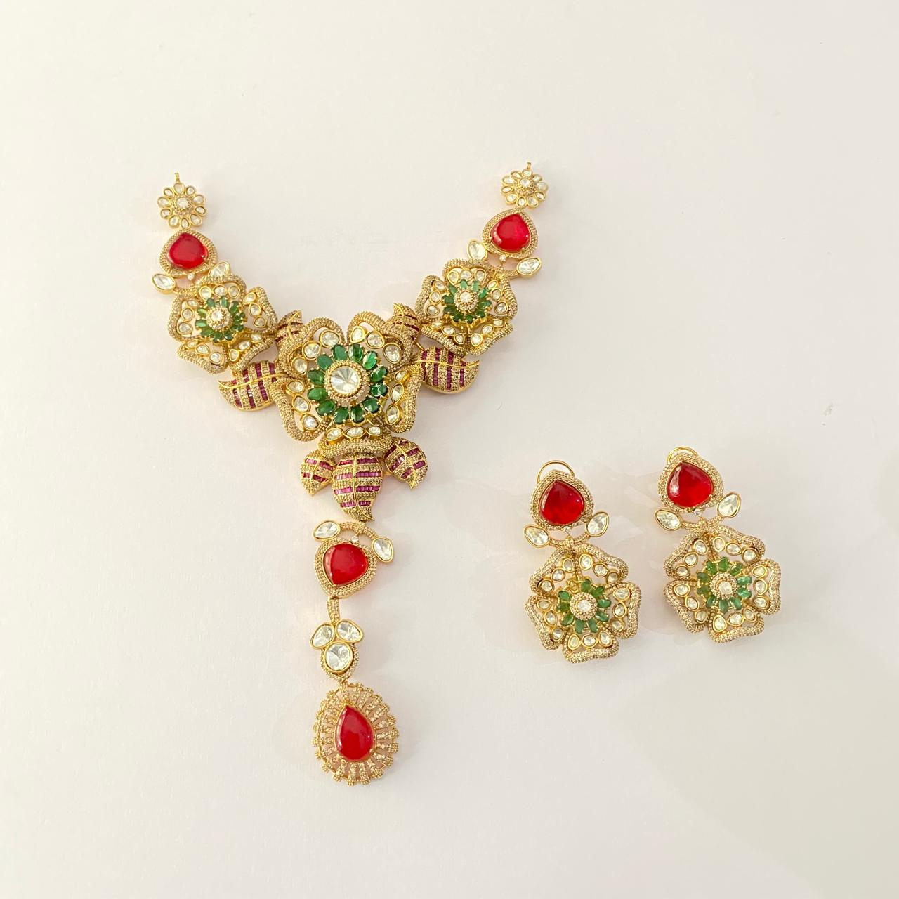 Ruby emrald Floral latest design Necklace set