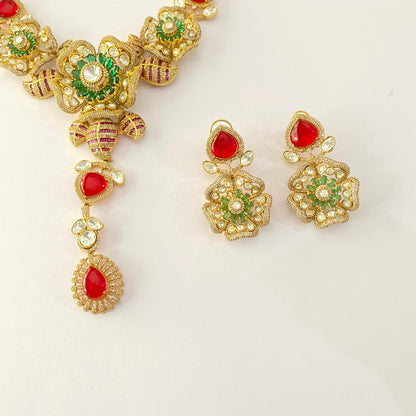 Ruby emrald Floral latest design Necklace set