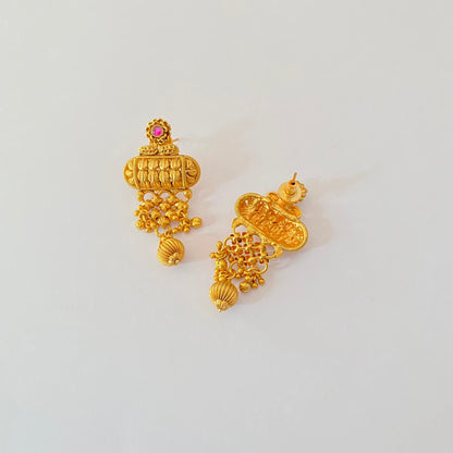 Antique Gold Plated Necklace Set  with Ruby & Emerald Stone