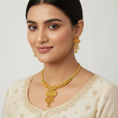 Antique Gold Plated Necklace Set  with Ruby & Emerald Stone