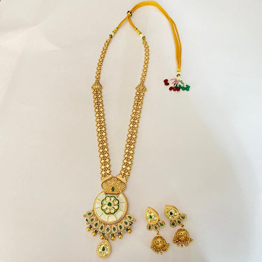 Gold Plated long  Necklace Set latest design