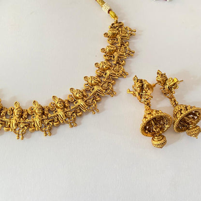 Gold Plated with krishna latest design Necklace Set