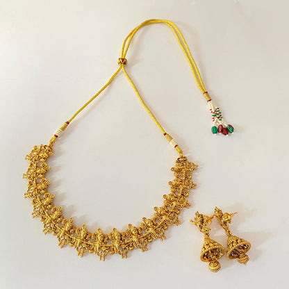 Gold Plated with krishna latest design Necklace Set