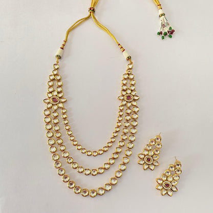 Classic Three Line Kundan Necklace Set