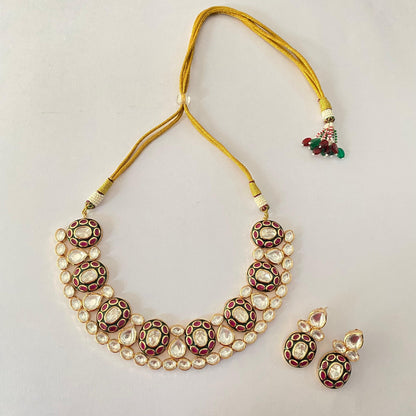 Gold Plated Kundan Polki Necklace Set