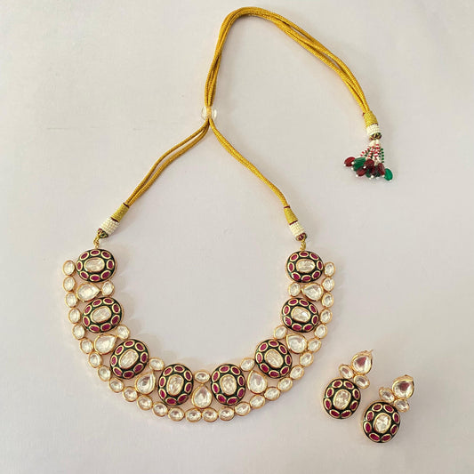 Gold Plated Kundan Polki Necklace Set