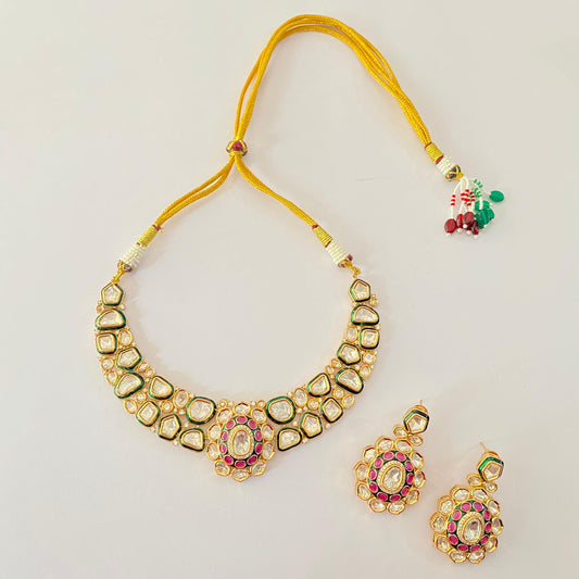 Polki Gold Plated Necklace Set