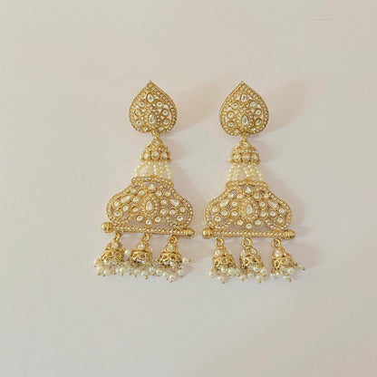 Victorian Polki with pearl design Big Earring