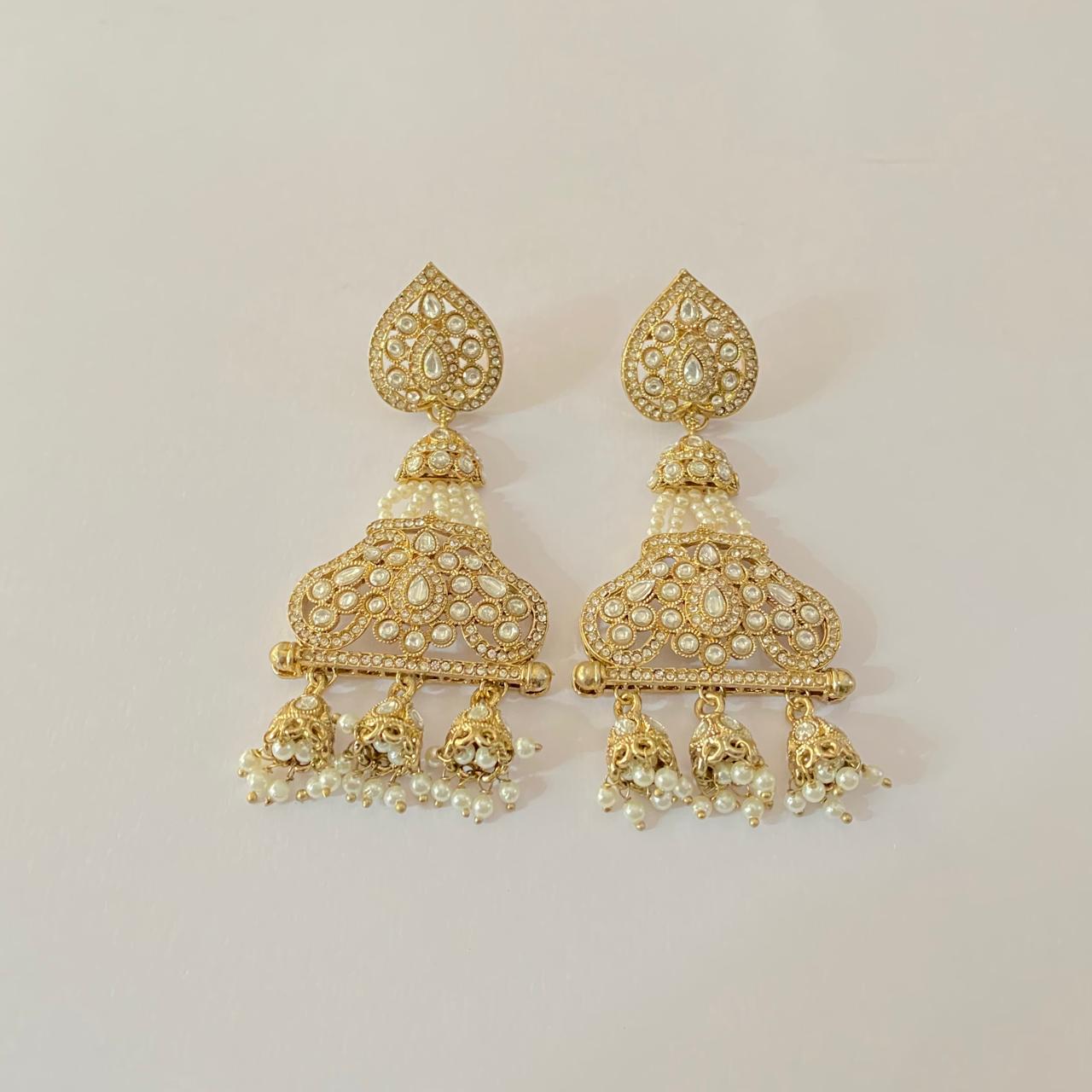 Victorian Polki with pearl design Big Earring