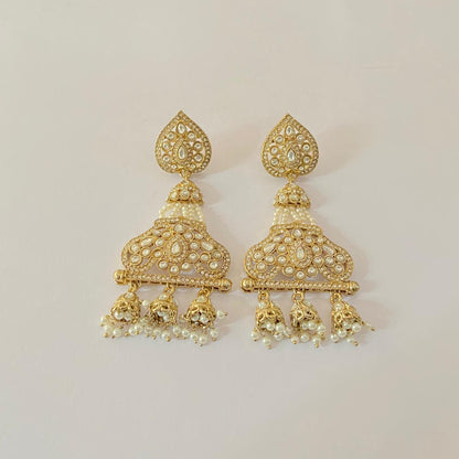 Victorian Polki with pearl design Big Earring