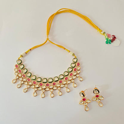 Kundan Gold plated ruby emerald Necklace Set