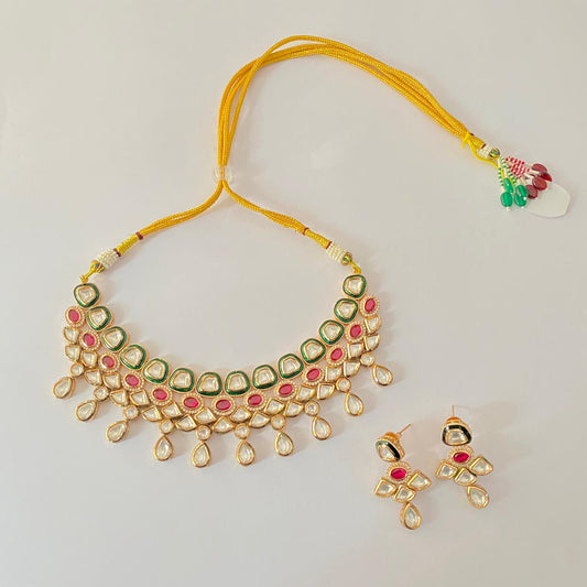 Kundan Gold plated ruby emerald Necklace Set