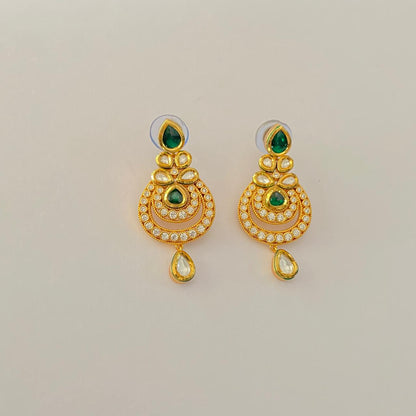Emerald Kundan Gold plated  Traditional ChandBali Earring