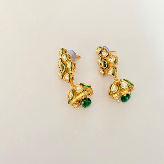 Emerald Kundan Gold plated  Traditional  Jhumka Earring