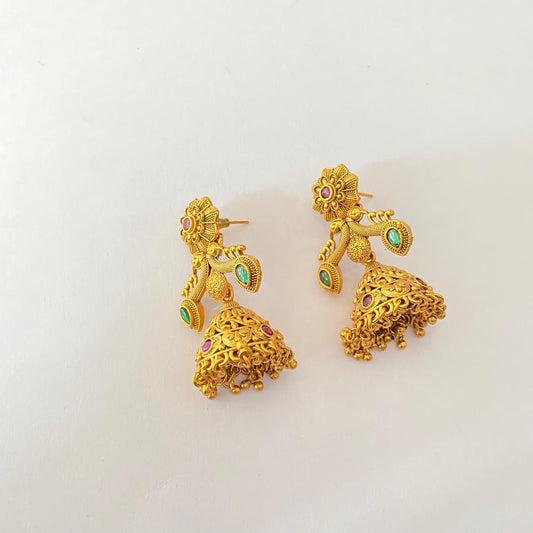 Emerald Gold Plated Tradional Latest design Jhumka