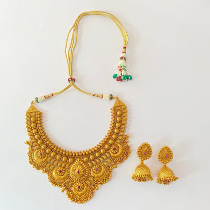 Antique Gold Plated Traditional Heavy Necklace Set