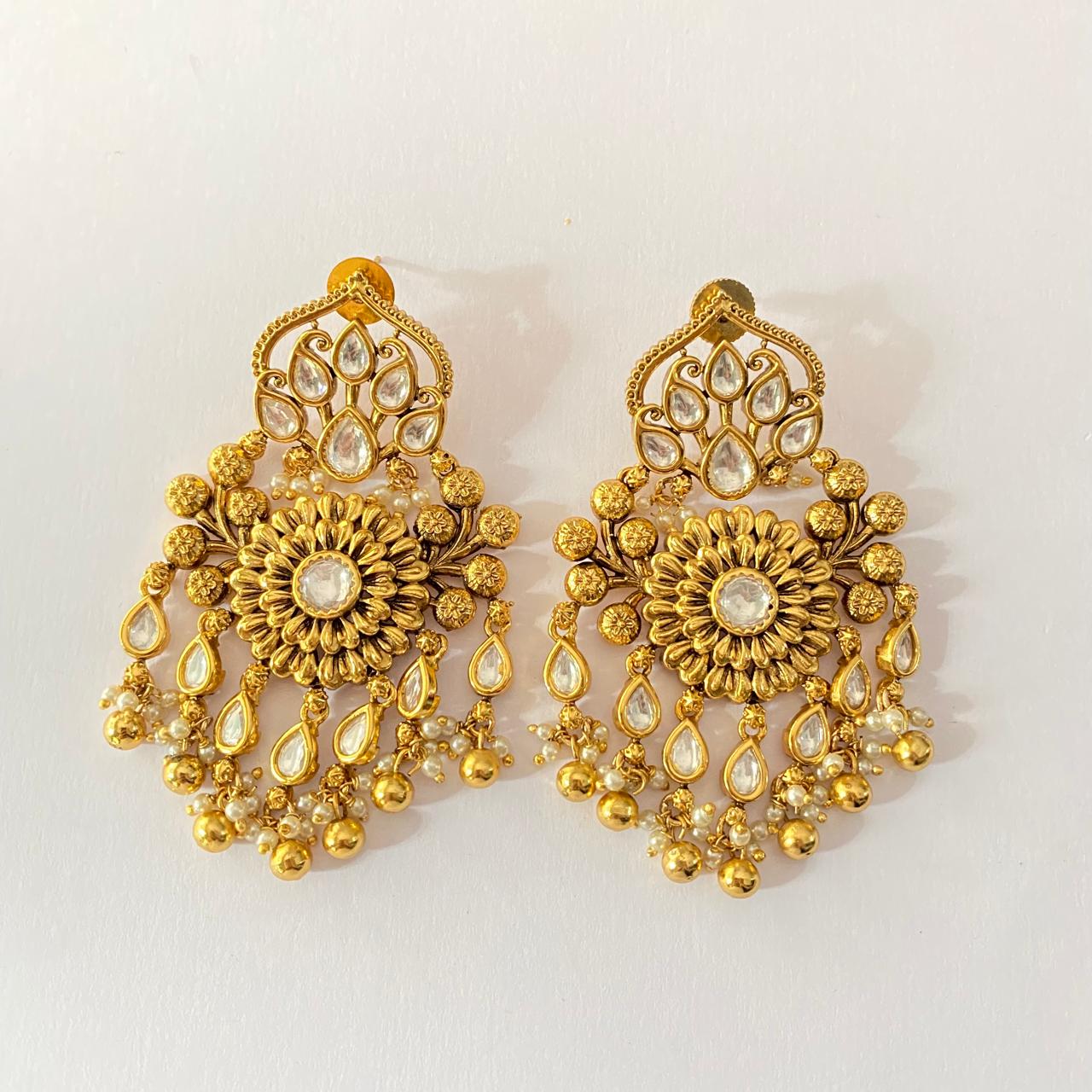 Gold Plated Traditional Latest design with small pearl Jhumka